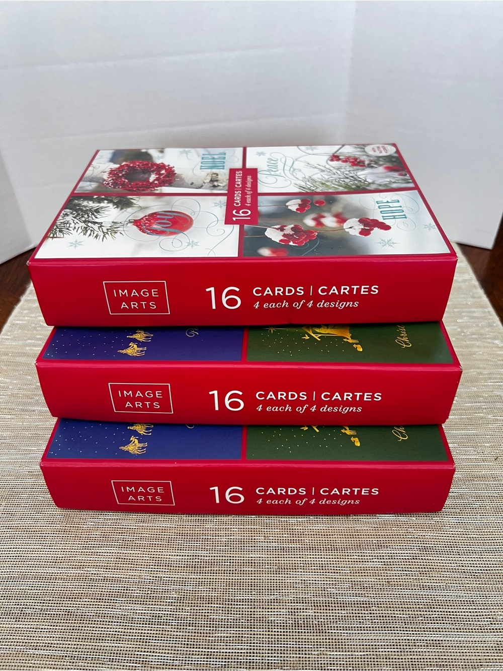 Lot of 3 Christmas Holiday Card Box 16 Count in Each Box Noel Joy Peace Hope - Picture 8 of 9